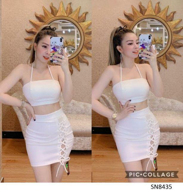 Sét áo cúp chân váy đan dây sexy