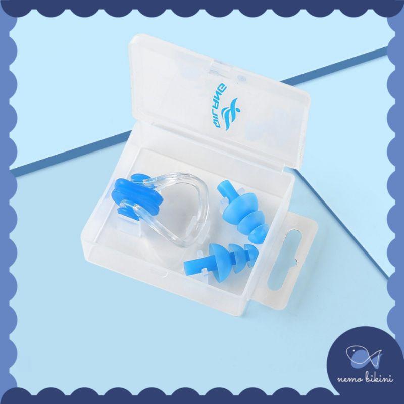 [HOẢ TỐC] Combo bịt mũi, bịt tai đi bơi kèm hộp chống nước tuyệt đối cho mọi lứa tuổi Nemo Bikini - Hồng