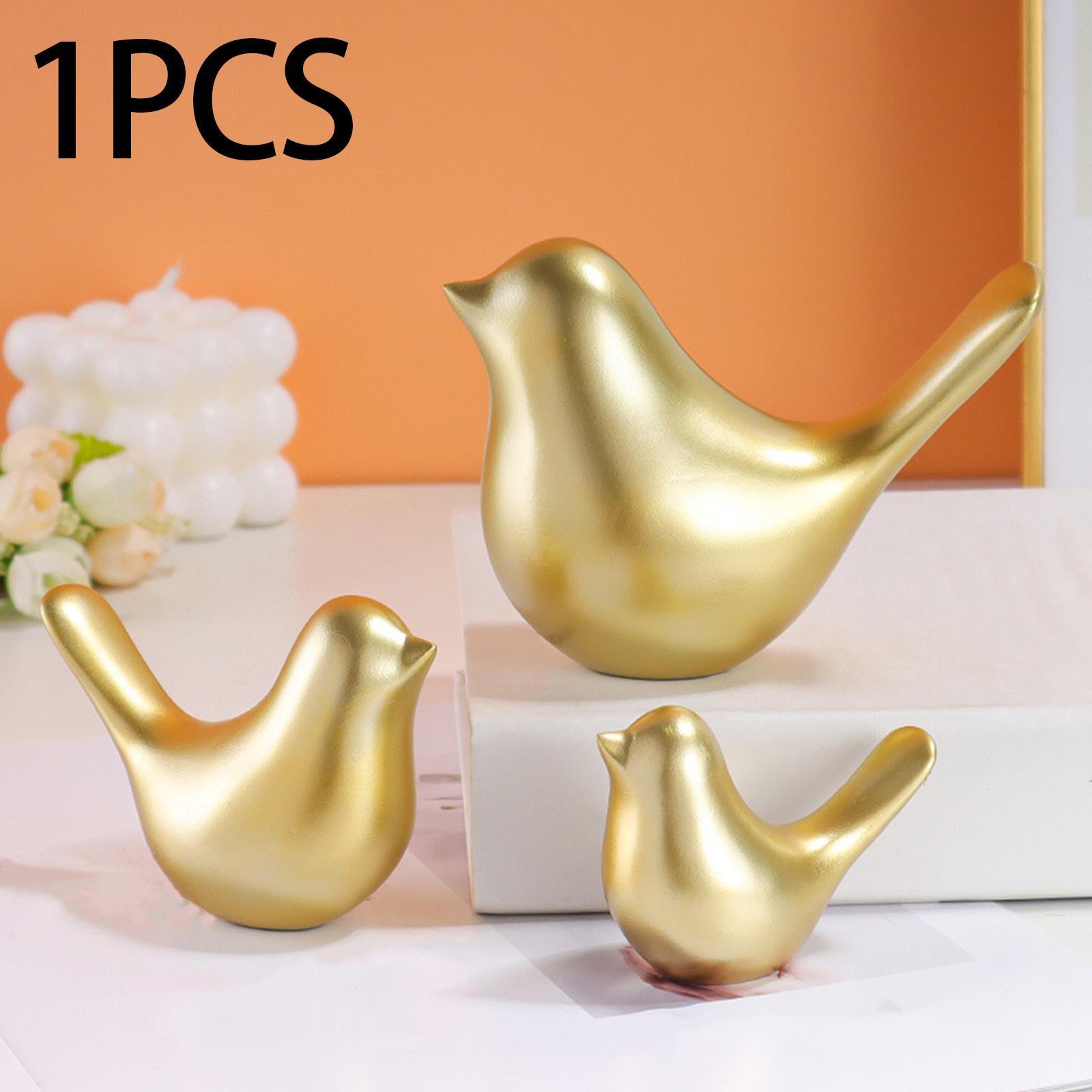 Golden Birds Figurine Nordic Style Bird Sculpture for Wedding Bedroom Office