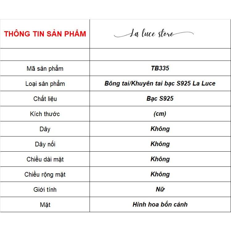 Bông tai/Khuyên tai bạc S925 La Luce - Hình hoa bốn cánh Dành cho Nữ TB335