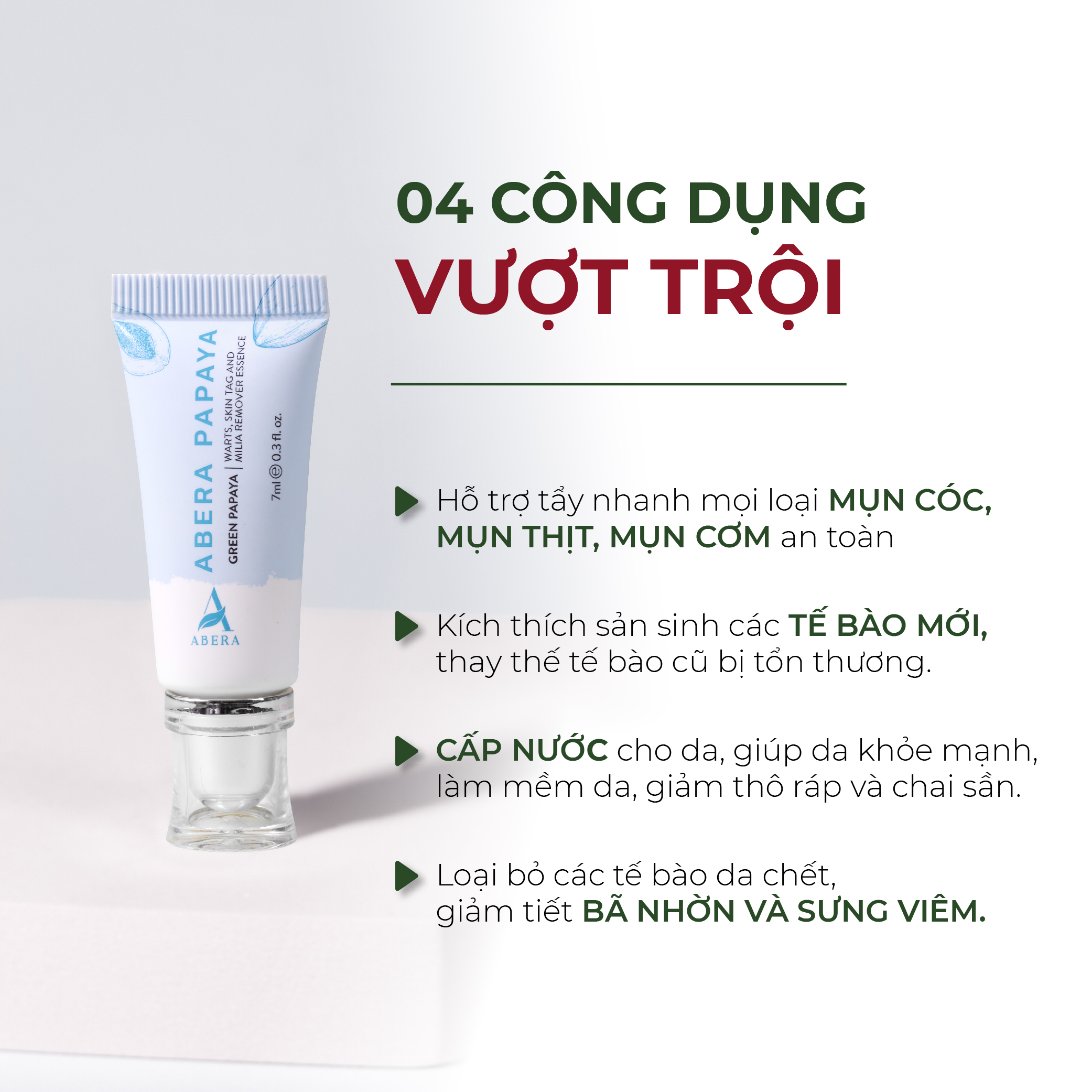 Tinh chất Đu Đủ ABERA Papaya 7ml Xử Lý Mụn Cóc, Mụn Cơm, Mụn Thịt Sau 7 Ngày