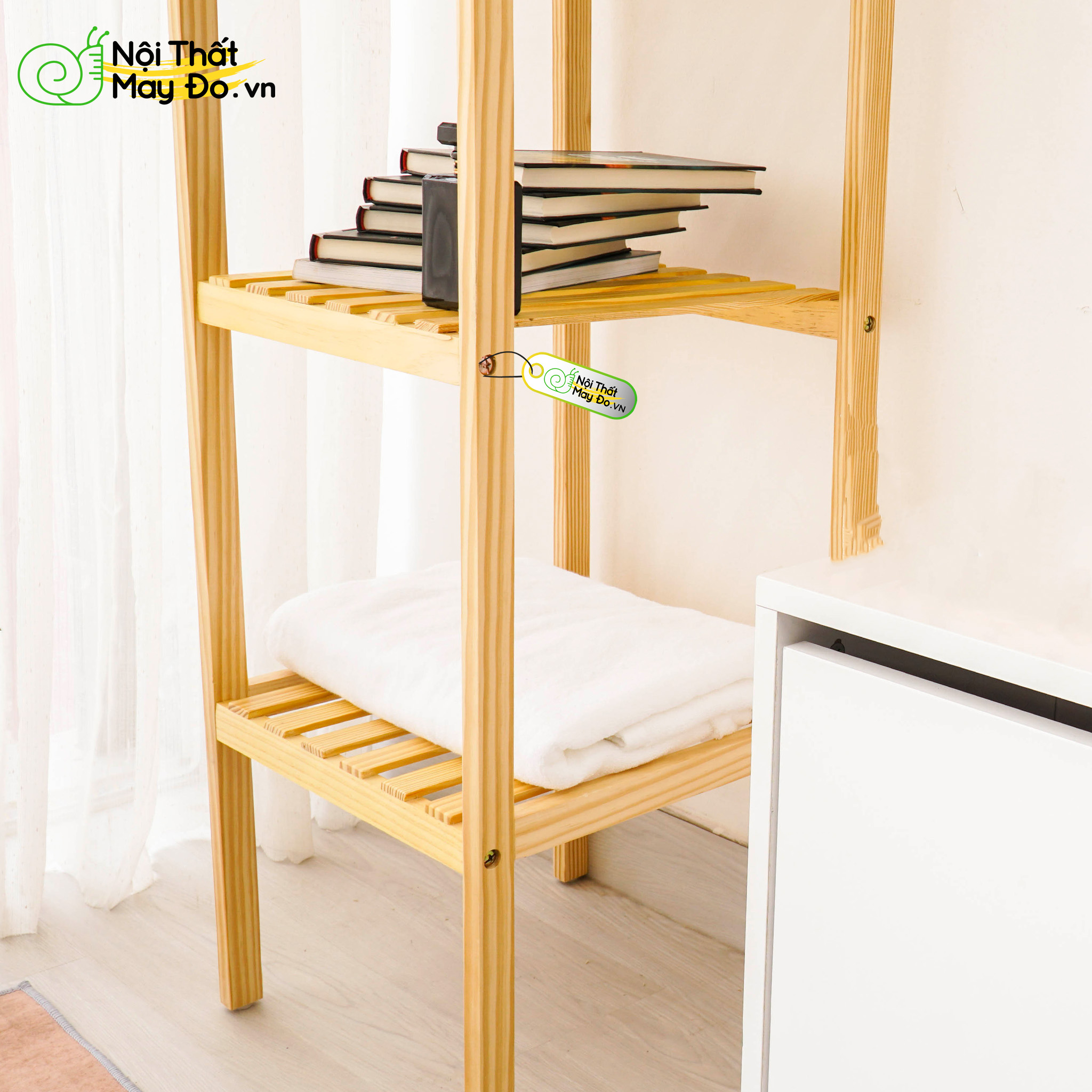 Kệ Gỗ Đa Năng - SHELF 5F- Thiết Kế 5 Tầng Hiện Đại - Chất Liệu Gỗ Thông Bền Chắc - Dễ Di Chuyển - Có 2 Màu Sắc