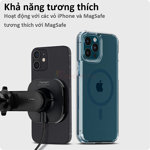 Giá đỡ điện thoại trên xe hơi Spigen Onetap Pro Wireless Magnetic Car Charger Air Vent ACP02615 - Hàng chính hãng