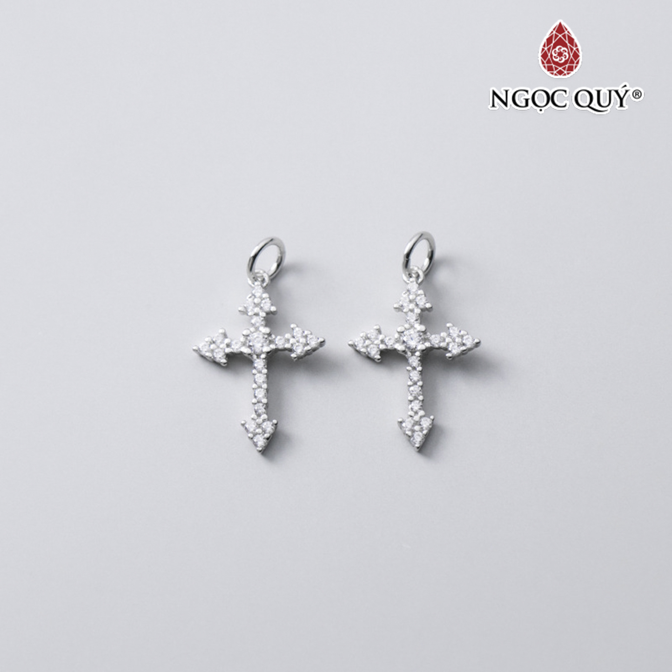 Charm bạc treo hình thánh giá họa tiết nổi - Ngọc Quý Gemstones
