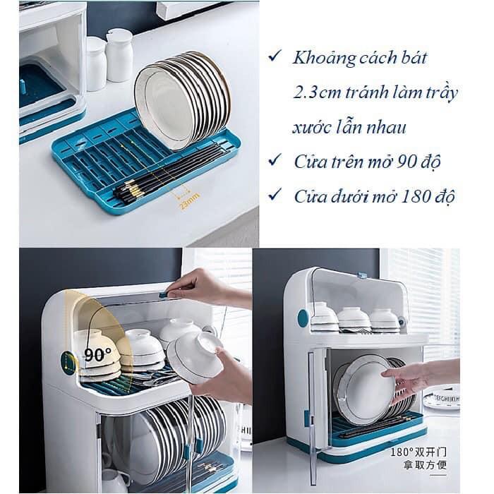 Tủ nhựa úp bát đĩa cao cấp 2 tầng có nắp đậy chống bụi bẩn - thoát nước tốt