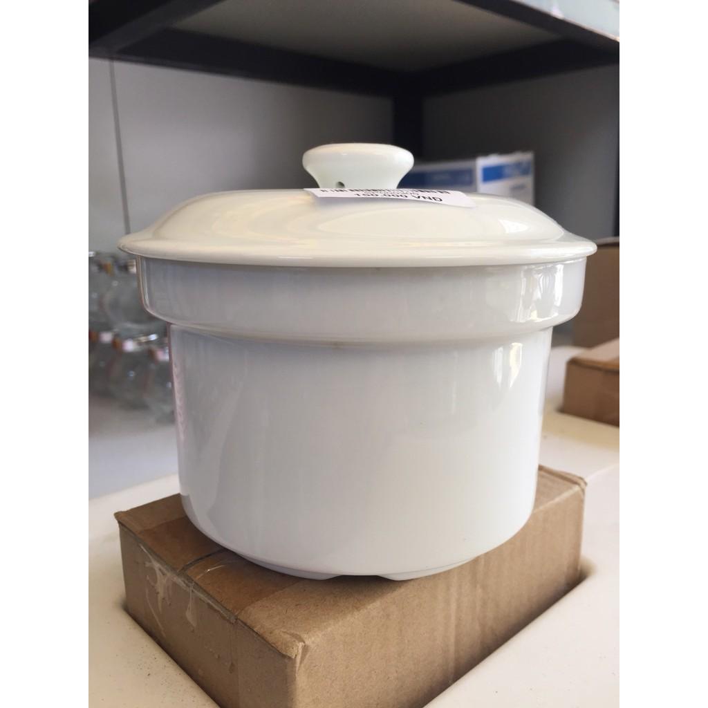 THỐ CHƯNG YẾN BẰNG SỨ TRẮNG CAO CẤP - Thố Trụ Lớn