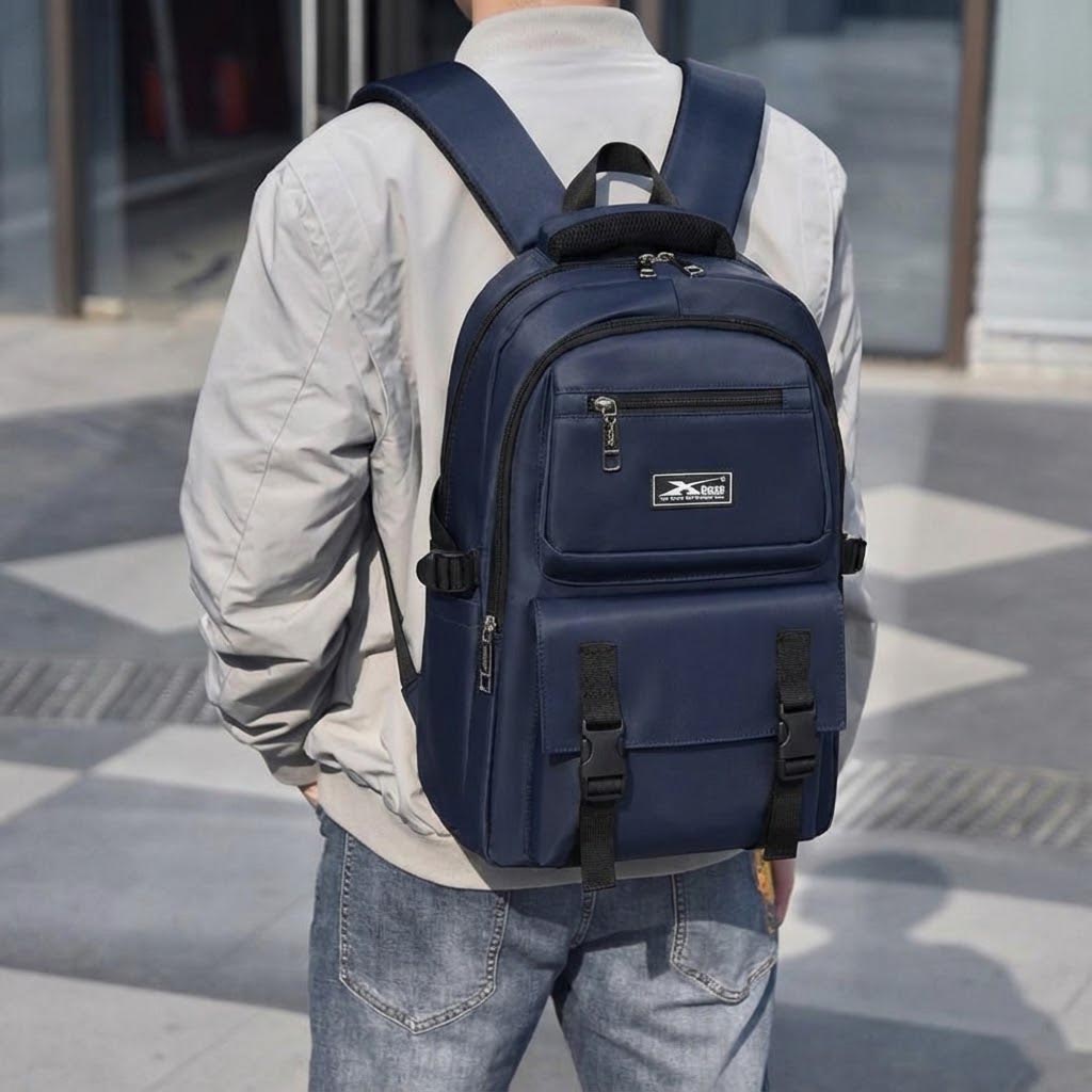 Balo học sinh chống nước cao cấp Xbags Dark Blue – Balo trung học năng động, nhiều ngăn tiện lợi, xanh đen cá tính XB3202
