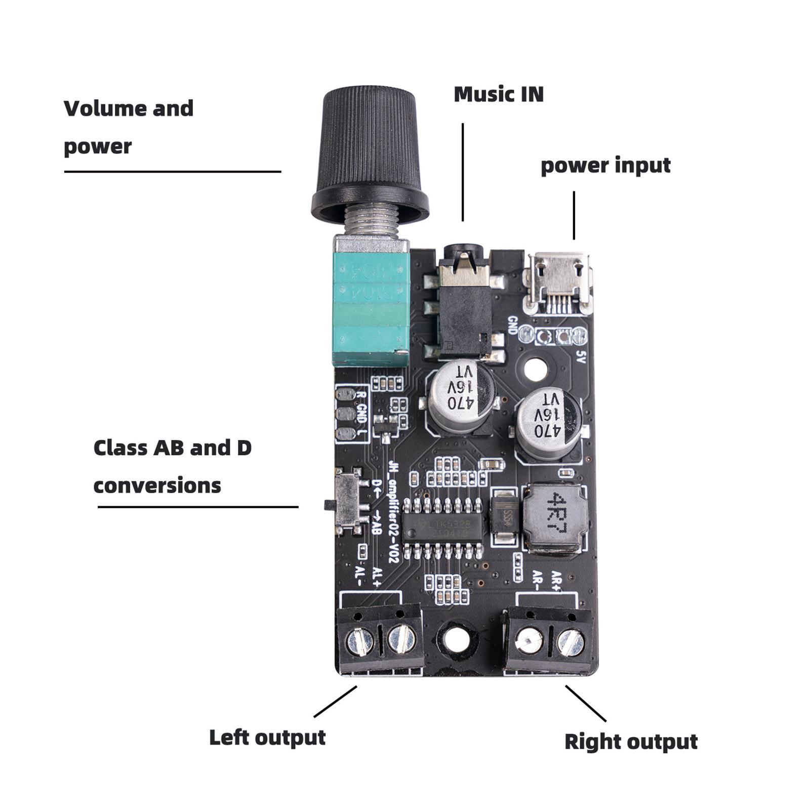 Digital Audio Amplifier Board with 3.5mm Audio Cable Mini Audio Amplify Board for DIY Sound System