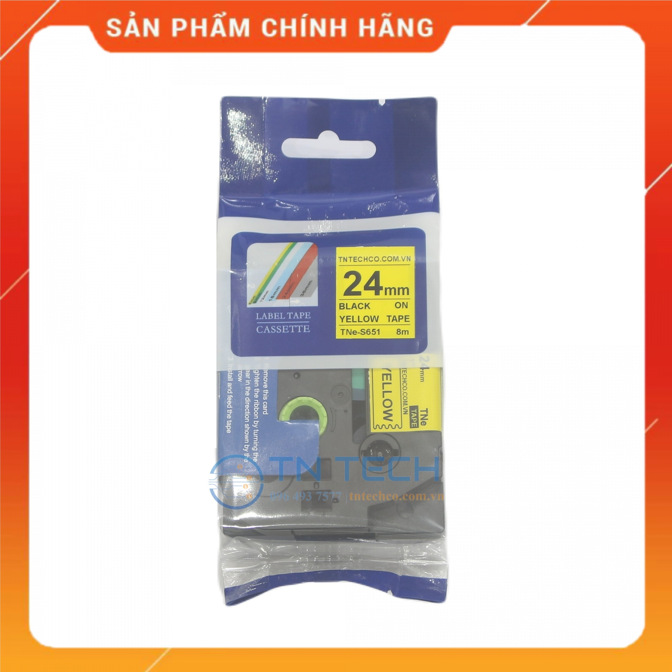 Nhãn In TNE-S661 - Đen nền vàng 36mm x 8m - Dùng cho máy in BROTHER - AIMO - PUTY [Hàng nhập khẩu]