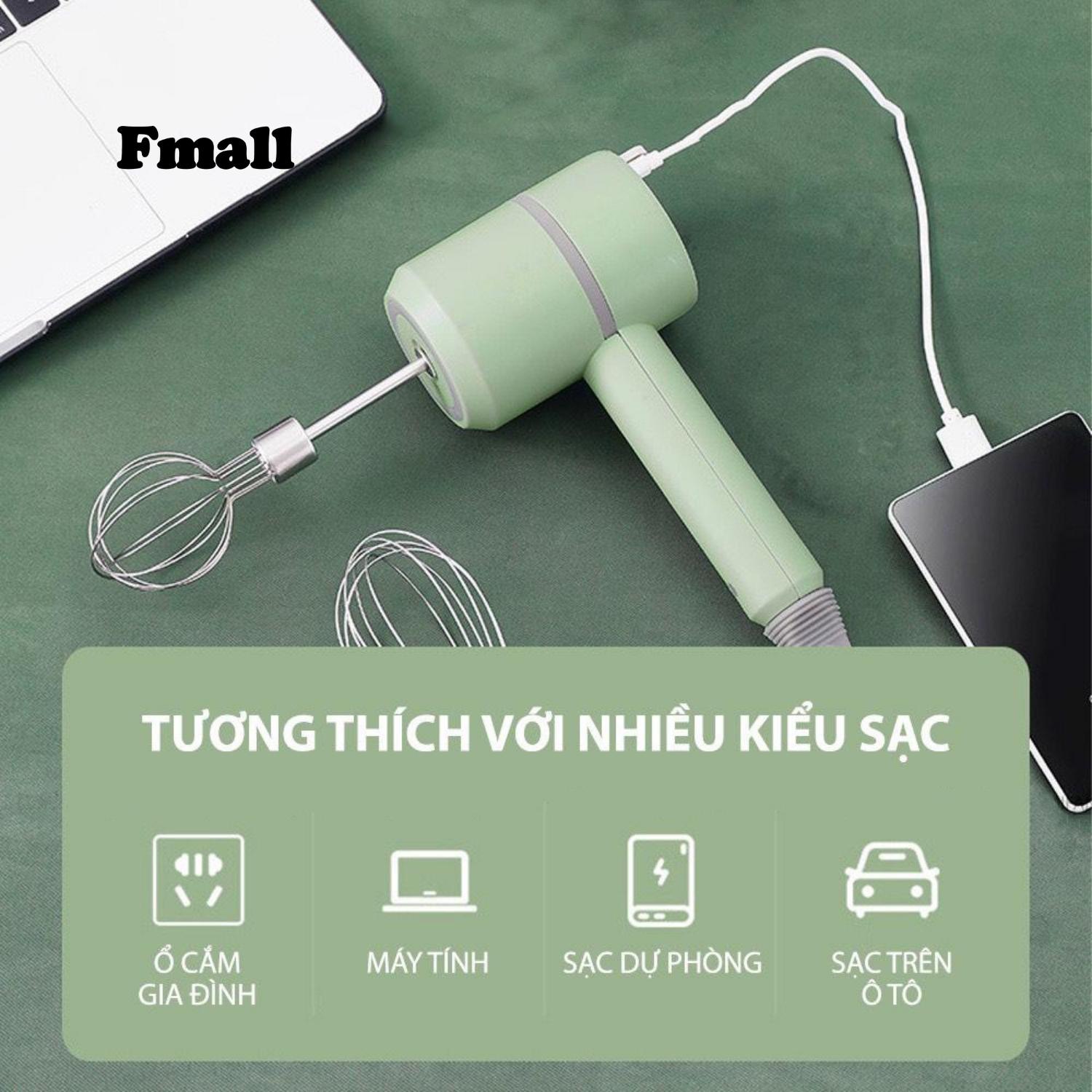 Máy Đánh Trứng Cầm Tay Fmall – FD1 Đa Năng, Sạc Pin Tiện Lợi, Xay Tỏi Ớt, Hạt Tiêu, Máy Đánh Sữa Cafe Mini Không Dây, Tiện Dụng – Hàng Chính Hãng