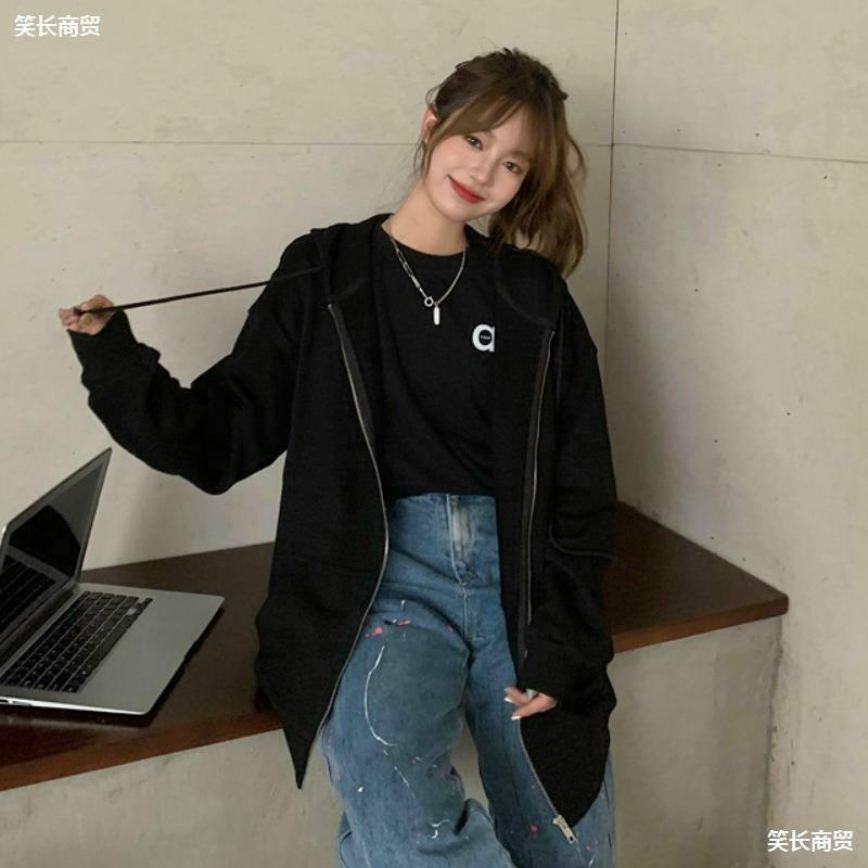 [] Áo khoác nỉ nam nữ form rộng đi học có dây kéo áo hoodie nữ form rộng có dây kéo