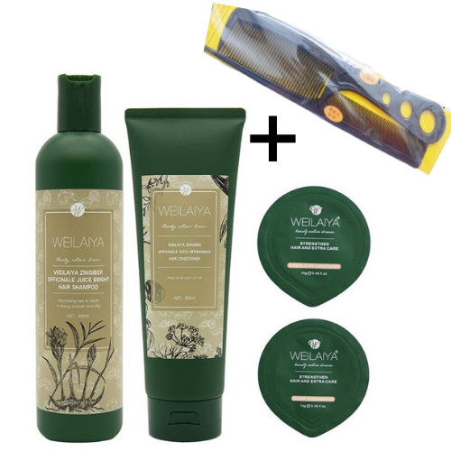 Cặp dầu gội - xả gừng hà thủ ô kích mọc tóc Weilaiya Zingiber Officinale Juice , Tặng kèm combo lược