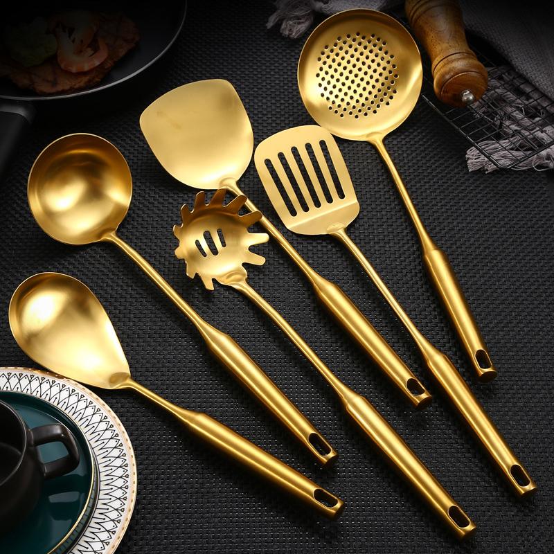 Vàng Thép Không Gỉ Nấu Công Cụ Muỗng Thìa Đũa Bếp Dụng Cụ Nhà Bếp Thìa Đũa Thìa Bộ Đồ Dùng Nhà Bếp Tiện Dụng Tất Cả Mới Nhất