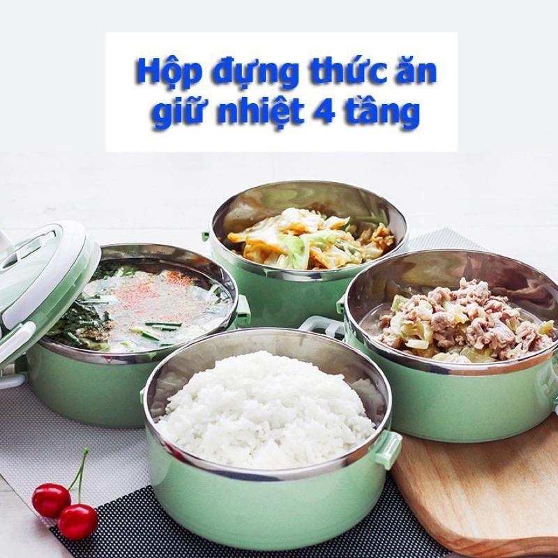 Hộp Cơm Giữ Nhiệt ANHOME 4 Tầng Lúa Mạch, Cặp Lồng Inox, Ăn Trưa Văn Phòng Tiện Lợi