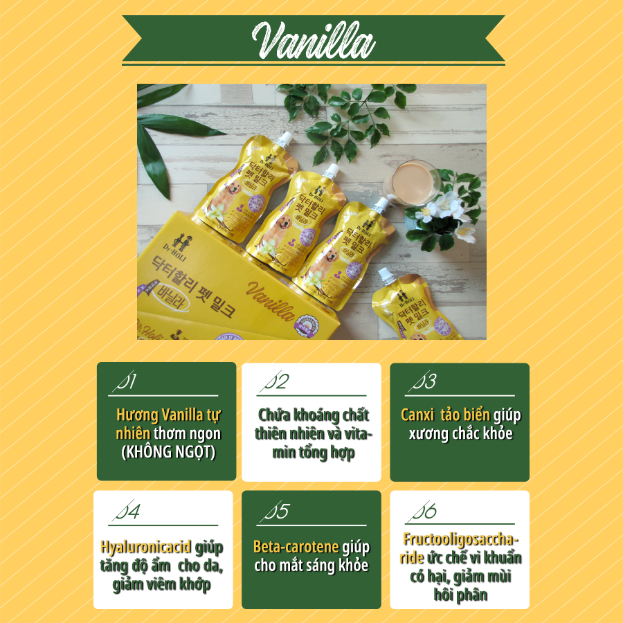 SỮA TƯƠI DINH DƯỠNG CHO CHÓ HƯƠNG VANI DR.HOLI PETMILK