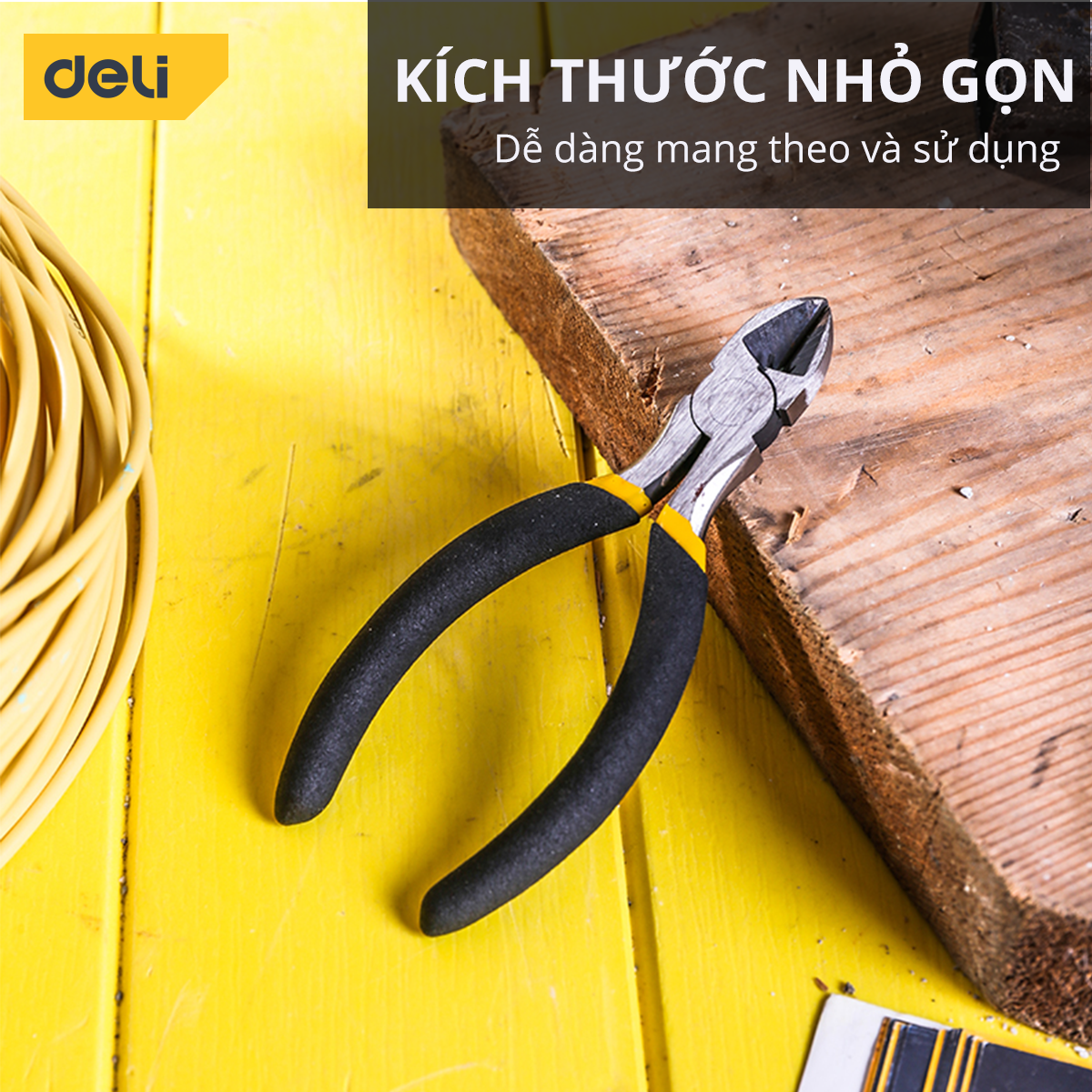 Kìm Cắt Dây Điện Mini Deli - Kềm Chất Liệu Thép Carbon Cao Cấp Chống Mòn Gỉ, Dài 125mm Nhỏ Gọn DL20025