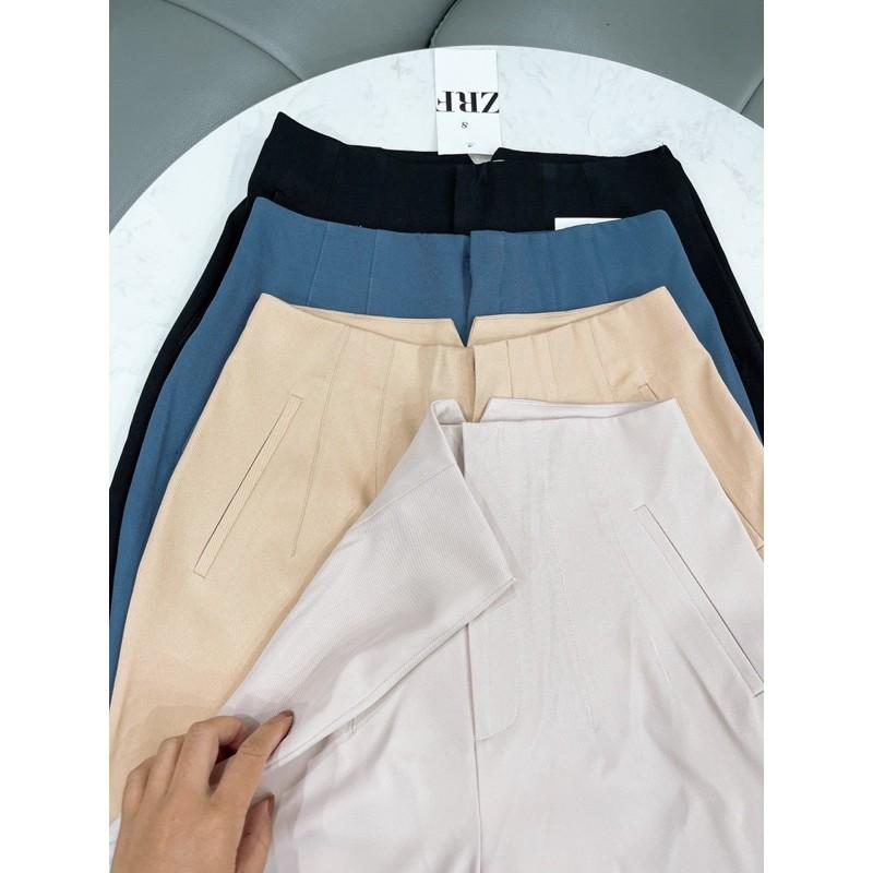 Quần baggy nữ lưng V túi cơi trước 6 màu quần tây nữ công sở chất tuyết mưa thời trang Banamo Fashion 8328