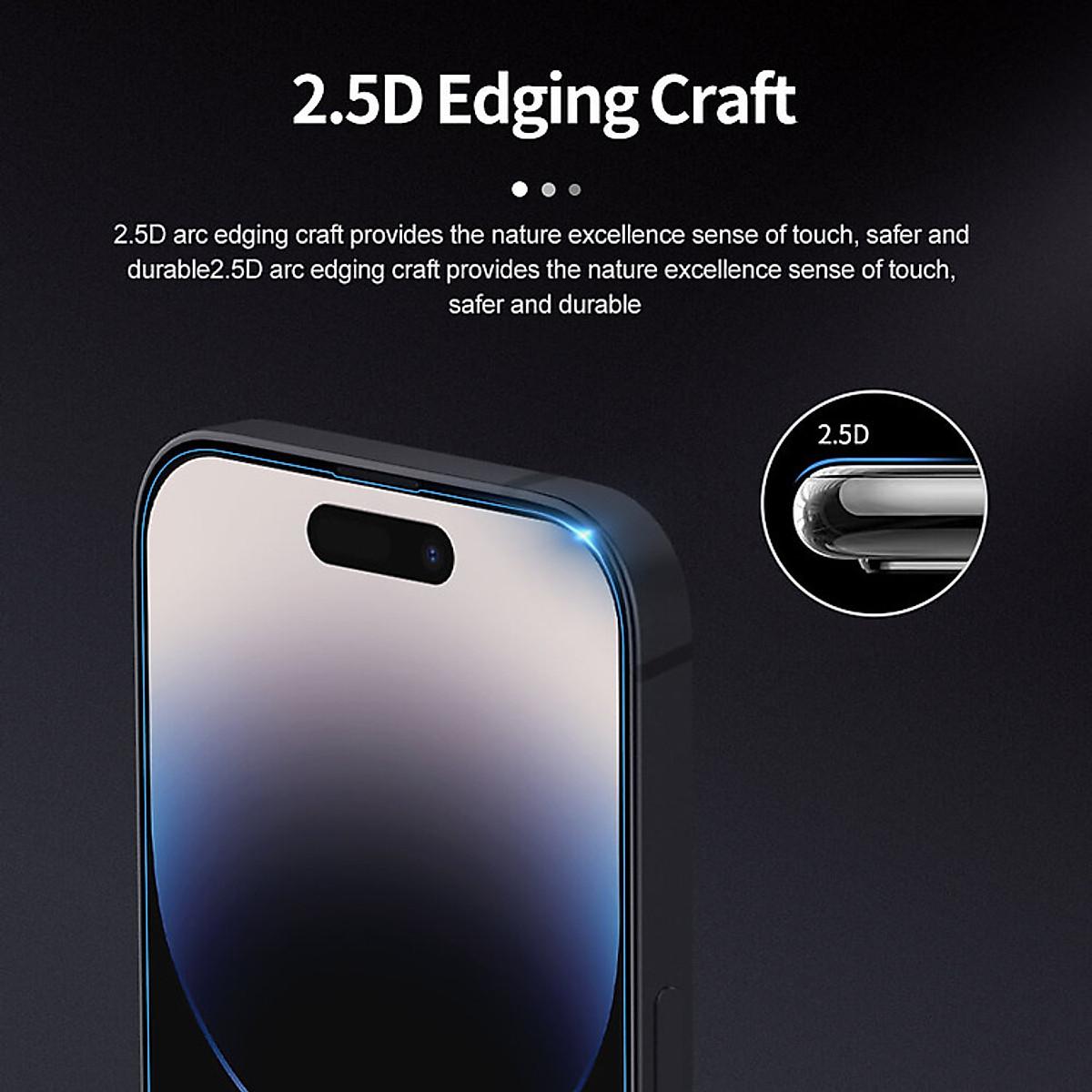 Dán kính cường lực cho iPhone 15 Pro, Iphone 15, iPhone 15 Plus, iPhone 15 Pro Max Nillkin Amazing H+ Pro (mỏng 0.2 mm, vát cạnh, chống trầy, chống va đập - Hàng chính hãng