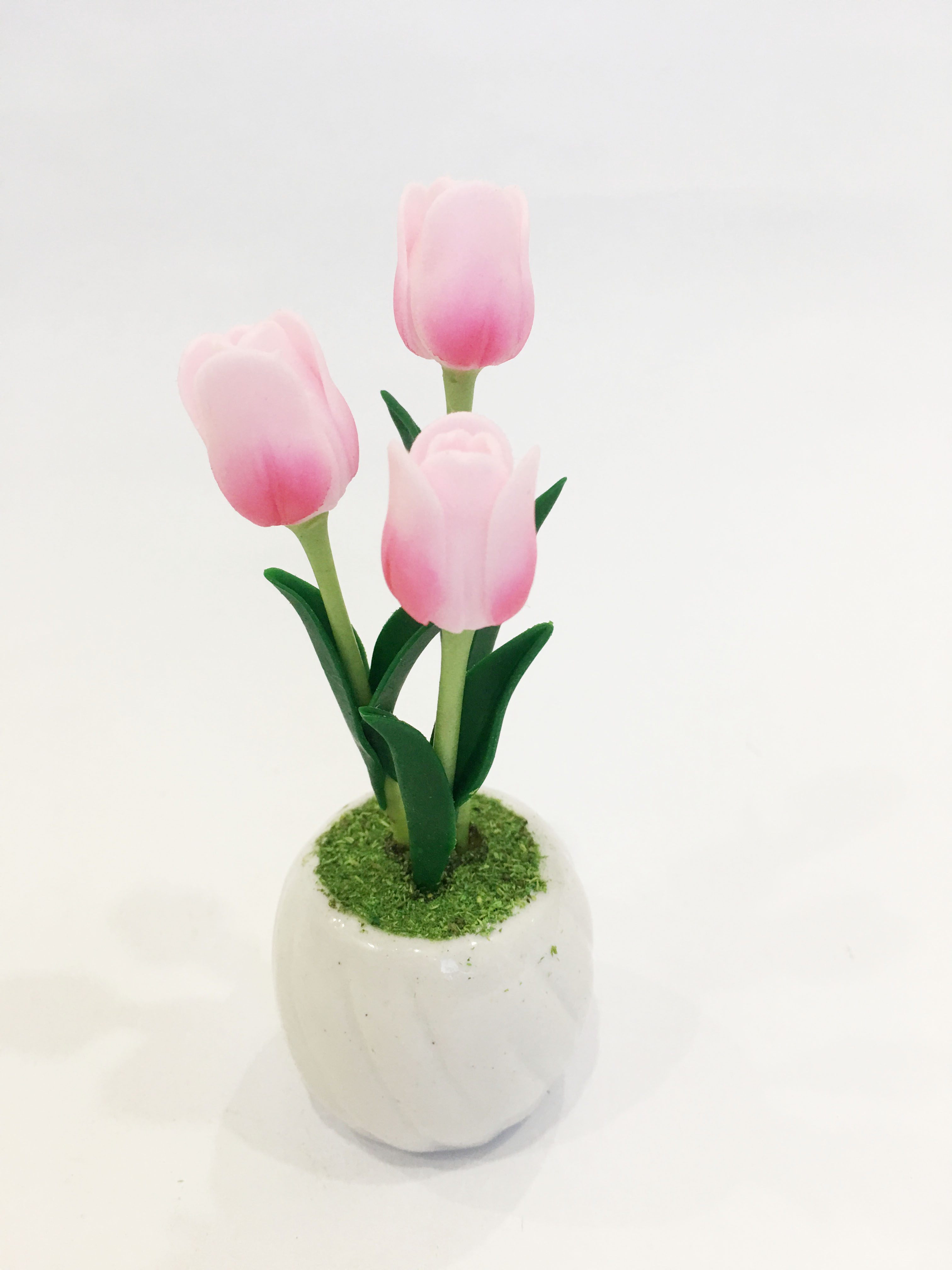 Chậu hoa đất sét mini - Cây tulip / Uất kim hương (phát màu ngẫu nhiên) - Quà tặng trang trí handmade