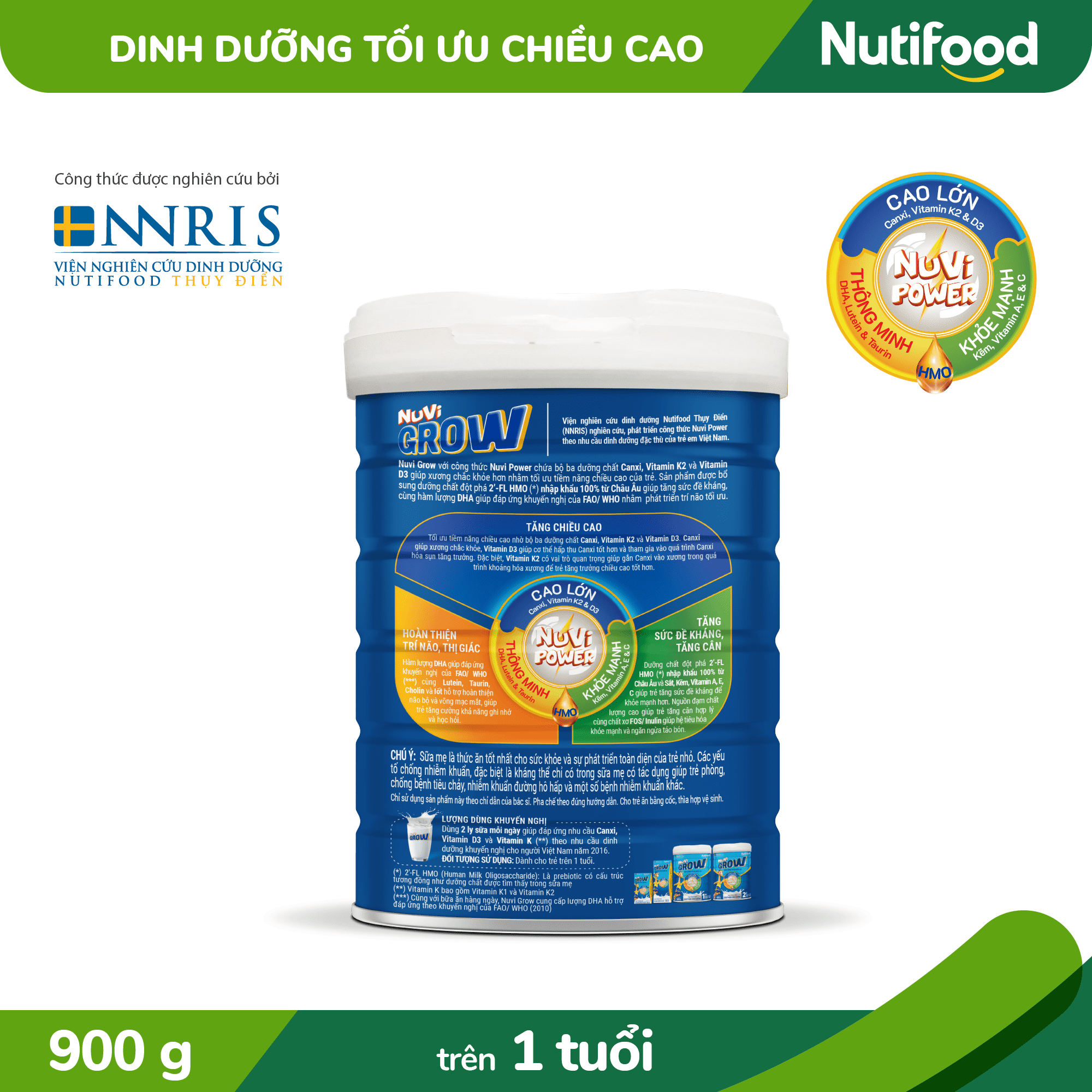 Sữa Bột Nuvi Grow Trên 1 Tuổi Lon 900g - Phát Triển Chiều Cao