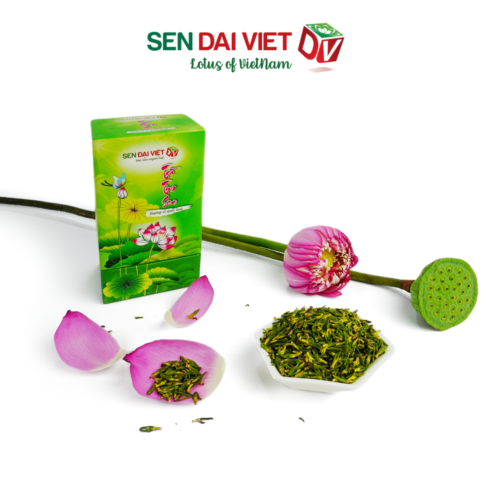 Trà Tim Sen Thượng Hạng- 100% Tim Sen, Giấc Ngủ Ngon, Sức Khỏe Tốt, ĐV- Sen Đại Việt- Hộp 100g