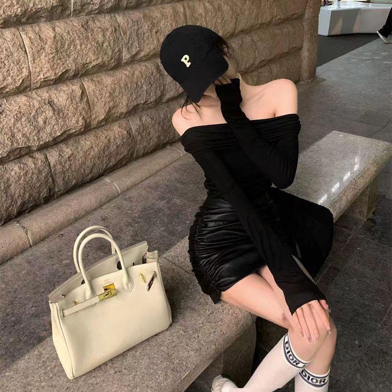 Áo trễ vai tay dài thun gân tôn dáng hot thu đông