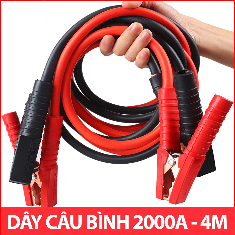 Bộ dây câu Sạc bình ắc quy khi bị hết điện - khởi động acquy xe hơi 2000A loại 3 mét hoặc 4 mét