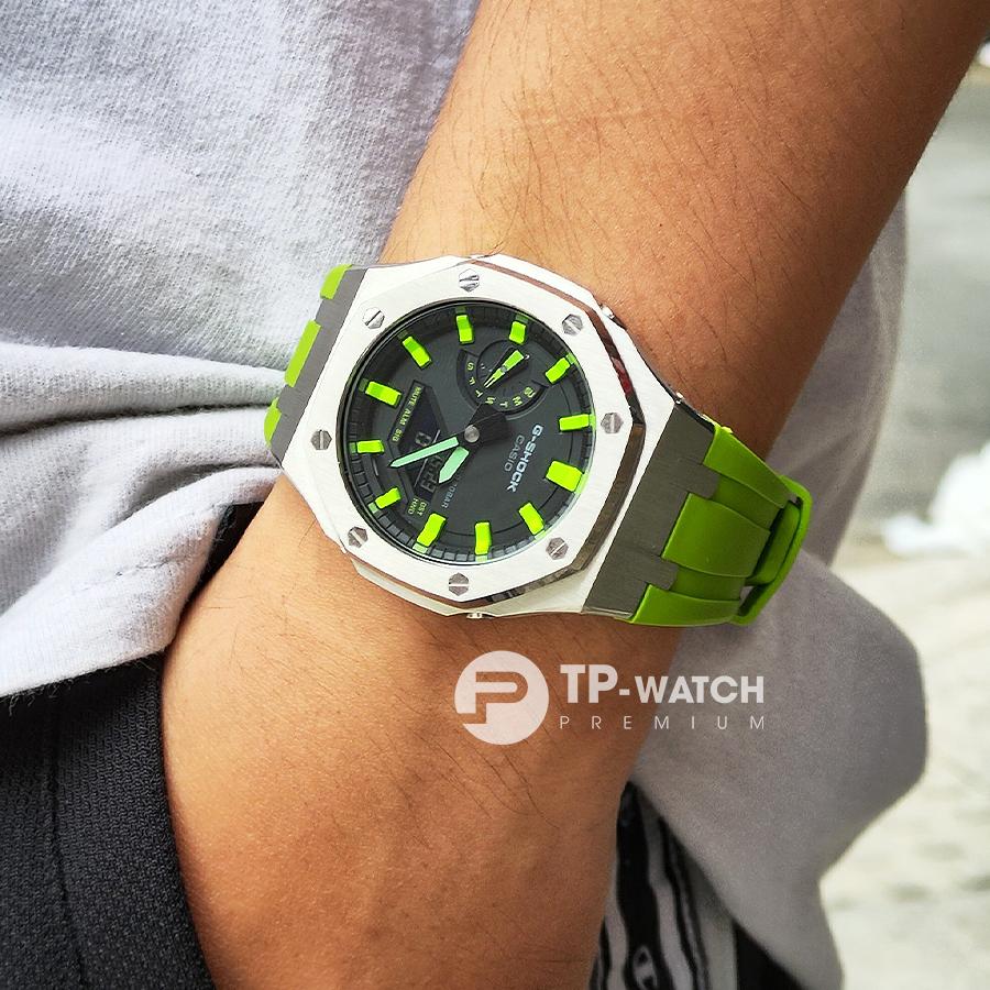 Đồng Hồ Nam Dây Nhựa Casio G-SHOCK GA-2100-1A3 AP CUSTOM KERMIT GREEN x SILVER ROYAL OAK