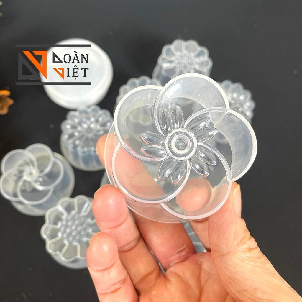 . Khuôn tạo hình 3D sắc nét, làm BÁNH IN, BÁNH PHỤC LINH hình hoa - CÓ NẮP, nhựa trong dày. đồ gia dụng nhà bếp pha chế làm bánh nguyên liệu