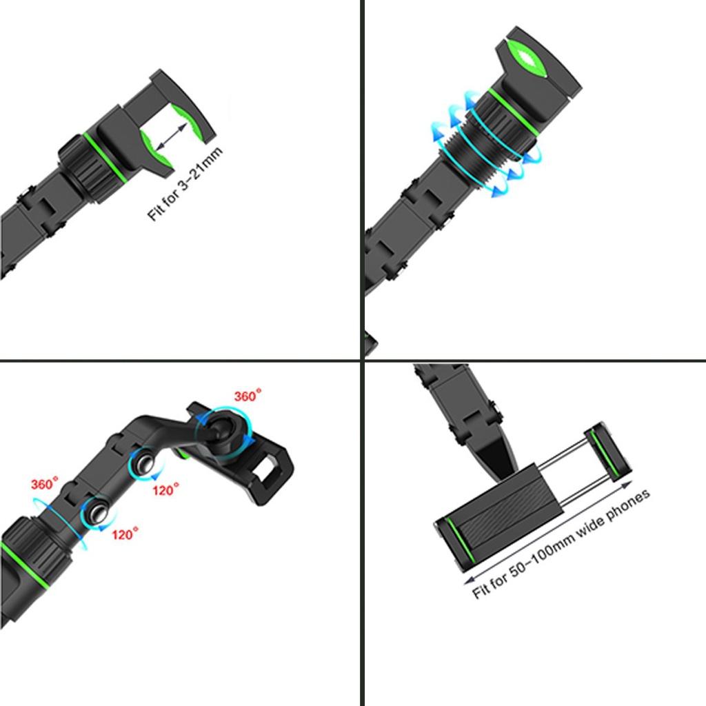 Giá đỡ kẹp điện thoại xoay 360 độ tự động gắn gương chiếu hậu tựa đầu phụ kiện dành cho xe hơi, dễ lắp đặt, đơn giản