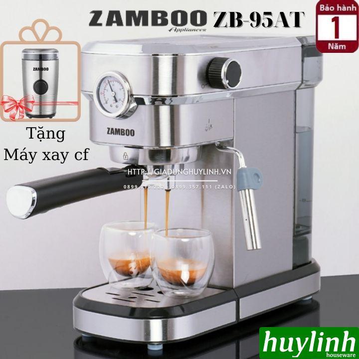 Máy pha cà phê Espresso Zamboo ZB-95AT + Tặng Máy Xay ZB-100GR - Hàng chính hãng