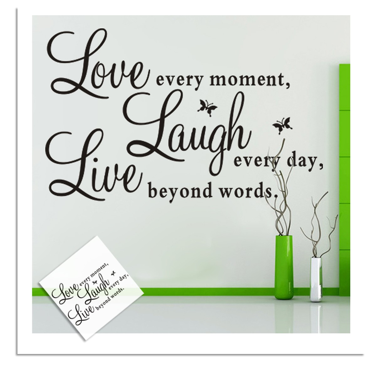 Decal dán tường chữ LOVE - LAUGH - LIVE Ý NGHĨA