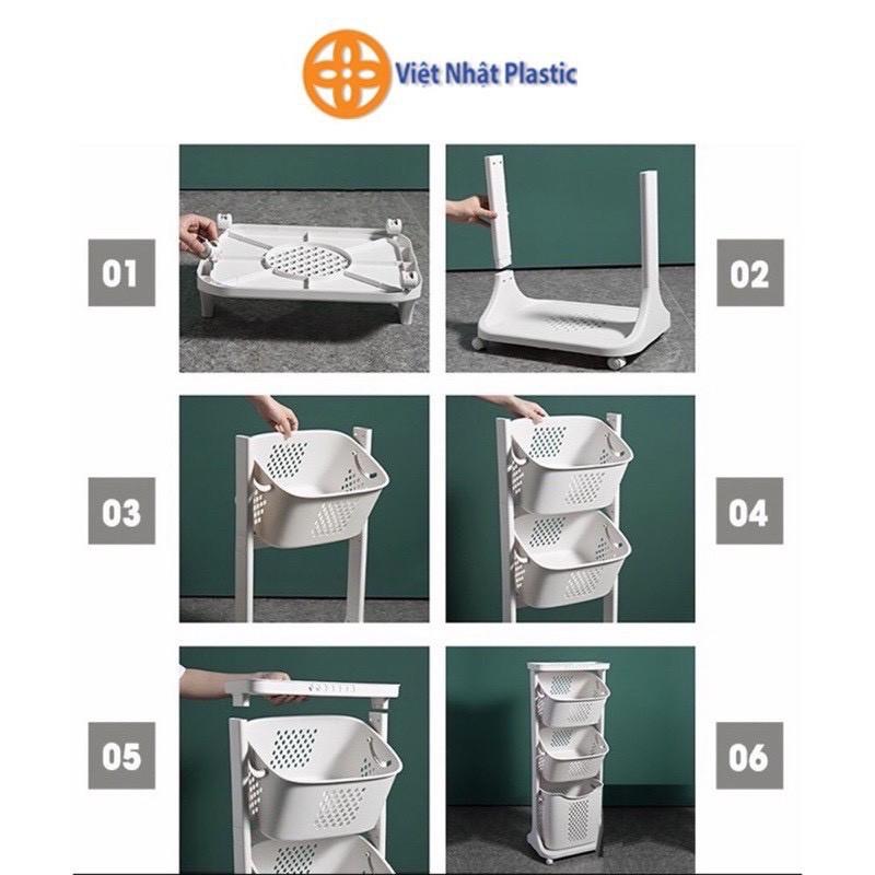 Kệ Đựng Đồ Đa Năng ️SIÊU BỀN ️ Nhựa Plastic, Kệ 3 Tầng Có Bánh Xe Hàng Việt Nhật