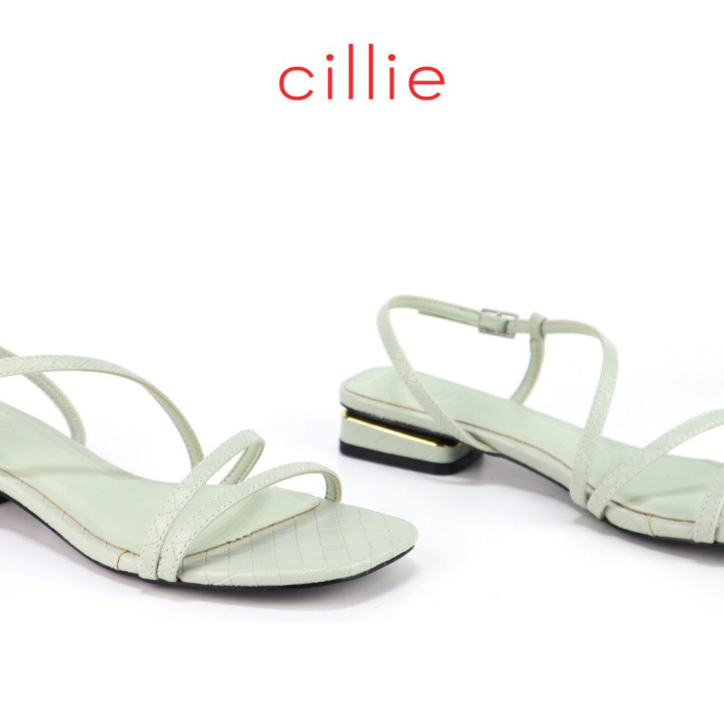 Giày sandal nữ mũi vuông quai dây thời trang du lịch đi chơi với màu pastel mới nhất gót phủ bạc cao 2cm Cillie 1160