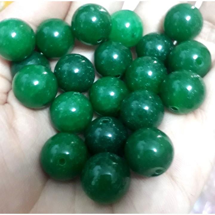 5 hạt đá thiên nhiên 12mm xanh lá đậm