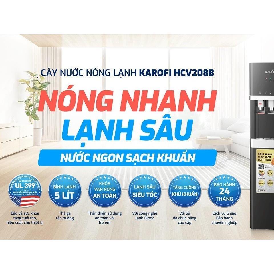 Máy nóng lạnh Karofi HCV208B, 3 chế độ Nóng - Lạnh- Nguội, Máy hút bình - Hàng Chính Hãng
