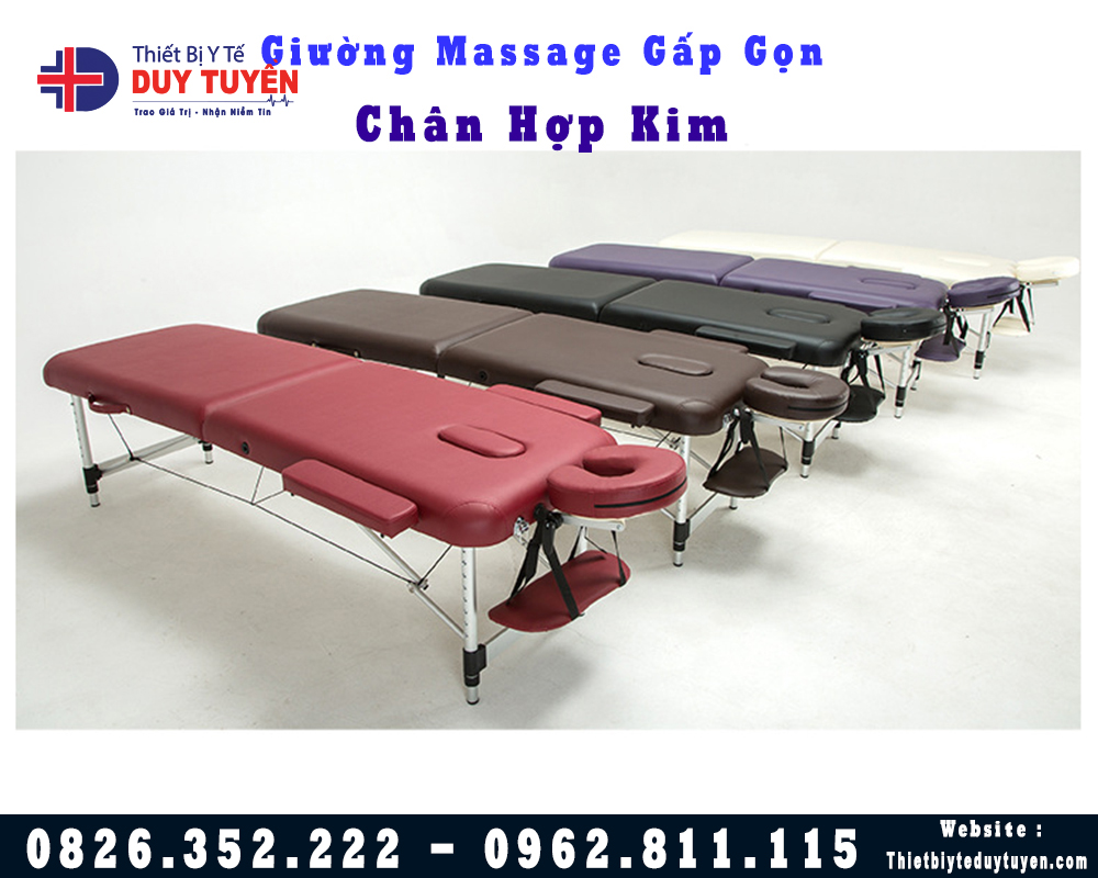 Giường Massage Gấp Gọn Chân Hợp Kim Chắc Chắn Dễ Dàng Di Chuyển Tải Trọng 250Kg