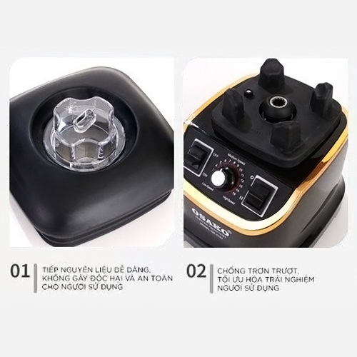 Máy xay sinh tố công nghiệp 1700W Osako OS-1723 cối nhựa kháng vỡ 2L, xay sinh tố không bị quá tải - Hàng chính hãng
