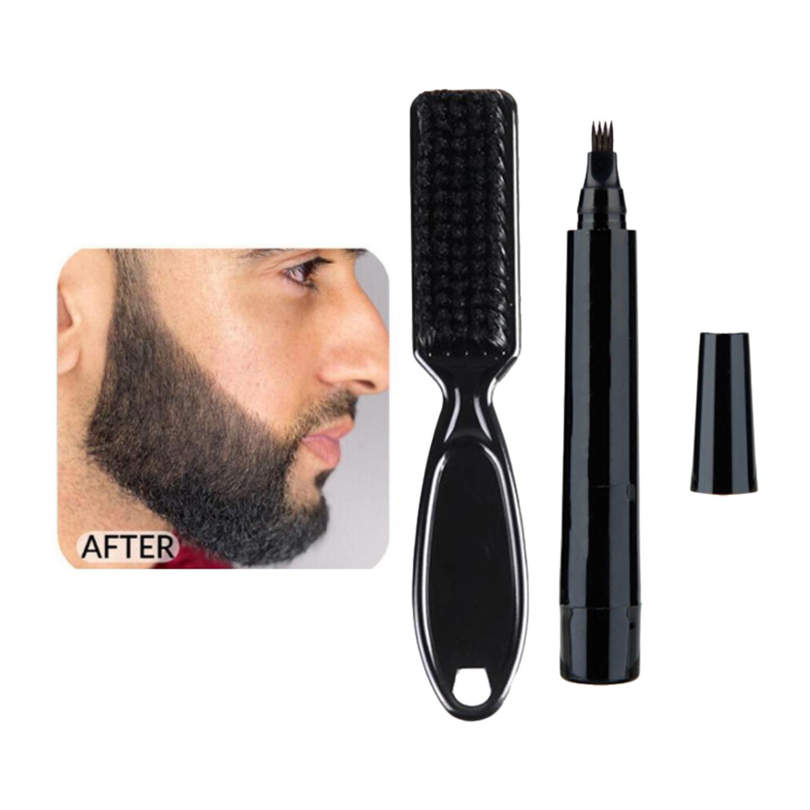 2xEyebrows Beard Pen Filler Beard Brush For Men Sweat Proof Black