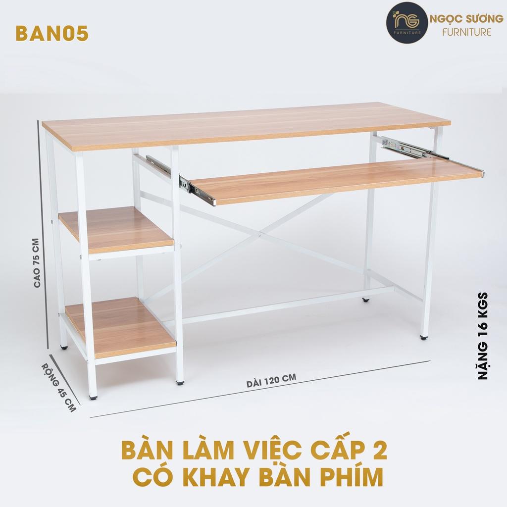 Bàn học sinh cấp 2 có khay đựng máy tính BAN05 dài 120cm x rộng 45cm x cao 75cm