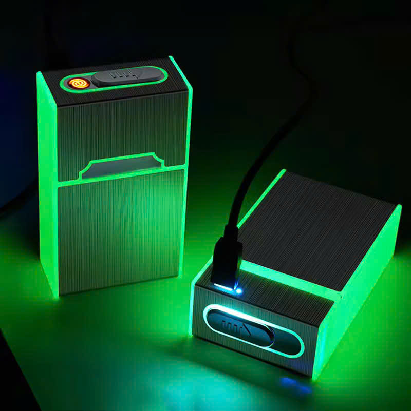 Hộp Đựng Nguyên Bao 20 Điếu: Tiện Lợi Với Bật Lửa Châm Điện Hồng Ngoại 2in1 và Sạc USB