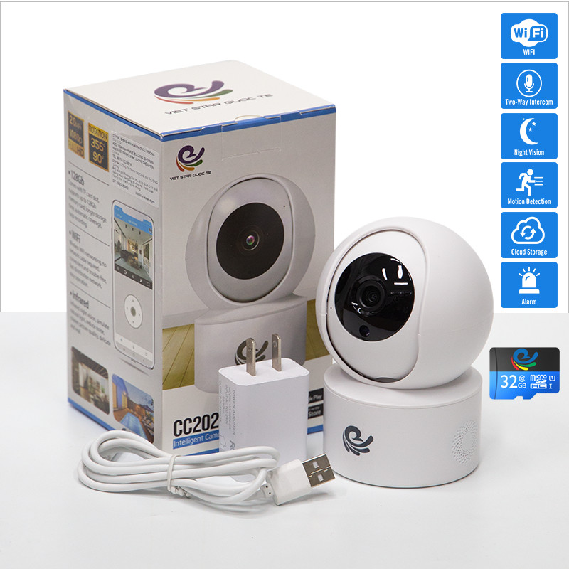 Camera Wifi An Ninh Quan Sát Trong Nhà Xoay 360 Độ Nhỏ Gọn Model CC2020, Độ Phân Giải 2.0Mpx, Kết Nối Điện Thoại, Máy Tính, Smart Tivi, Dùng APP CARECAM PRO - Kèm Thẻ 32Gb - Chính Hãng