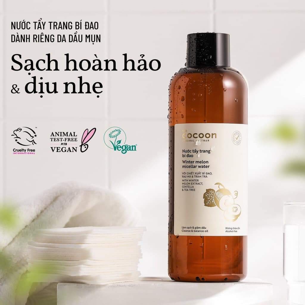 Nước tẩy trang Cocoon tinh chất bí đao làm sạch bụi bẩn dầu thừa trên da 500ml - Thanh Mộc Hương Hà Tĩnh