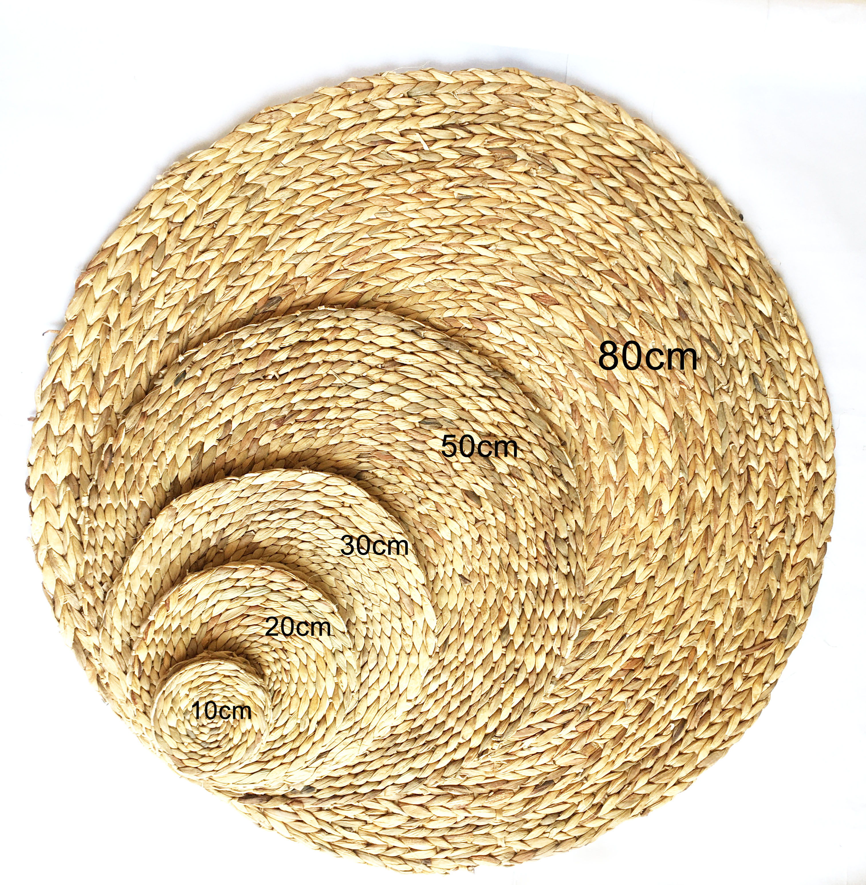 Thảm lục bình tròn tấm lót bèo đan thủ công từ lục bình tự nhiên làm lót, thảm, decor vintage KT 20-30-50cm