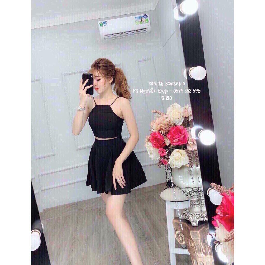 Set bộ áo cột nơ kèm chân váy xòe thời trang