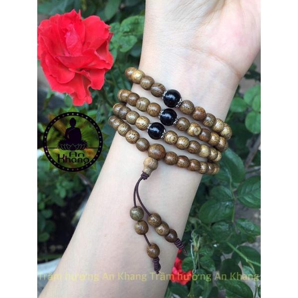 Vòng tay 108 hạt trầm hương mix charm đá