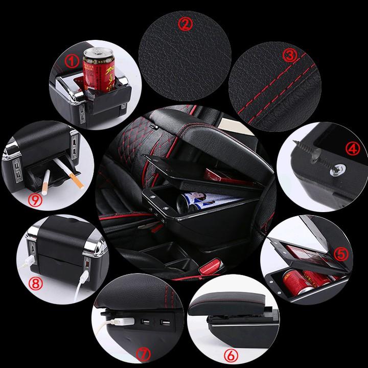Hộp tỳ tay xe hơi cao cấp Mitsubishi Xpander tích hợp 7 cổng USB - Mầu Đen và Be