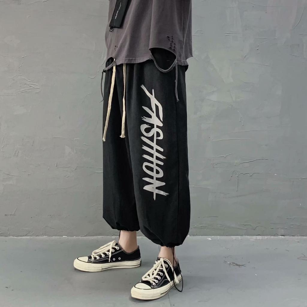Quần Dài Nam Ống Rộng Có In Chữ Phong Cách Hip Hop