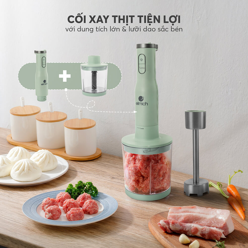 Máy xay cầm tay Elmich BLE-8666, công suất 1000W, thiết kế cầm tay dễ sử dụng, lưỡi dao bằng thép không gỉ siêu bền, đảm bảo an toàn tuyệt đối cho sức khỏe  - Hàng chính hãng