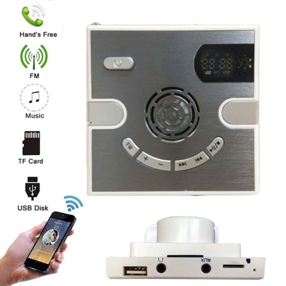 Jinserta 220V Wall Wireless Bluetooth Loa Player Music với Hiển thị thời gian Mini FM Radio Hỗ trợ TF Thẻ U Disk 3,5mm Jack Color: grey